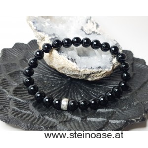 Herren Armband Onyx, 8mm, Silber, Gr.XL